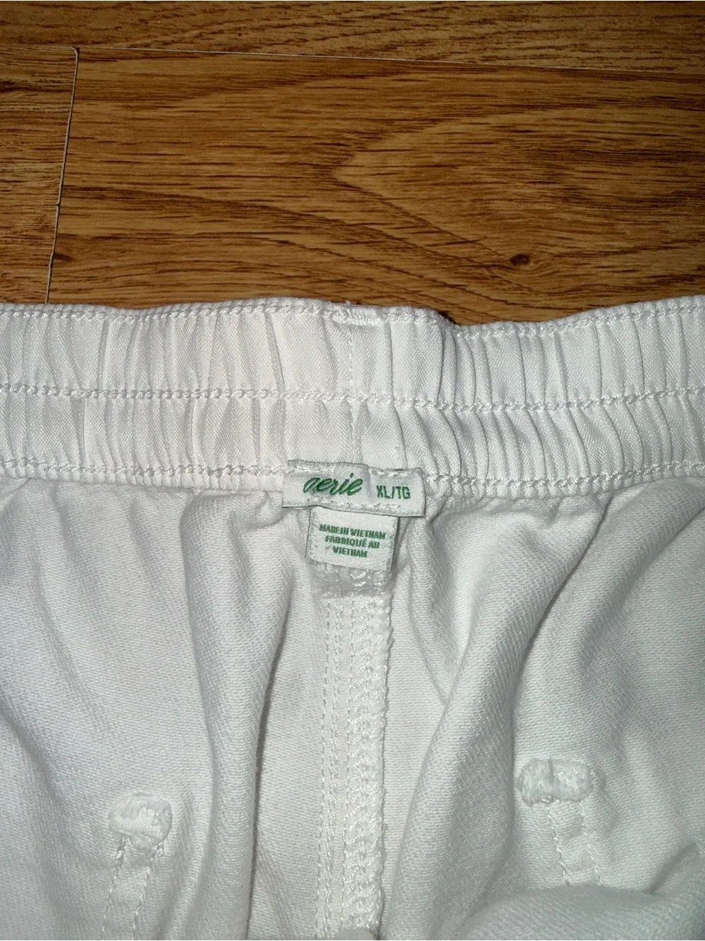 aerie White Distressed Denim Shorts